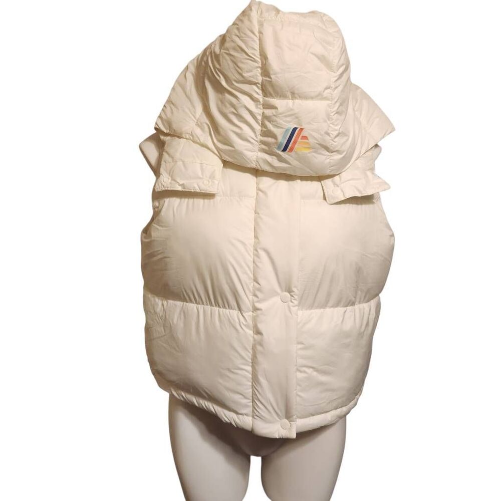 Aldi Gear soft puffer vest removable hood white medium New